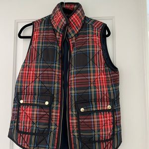 J Crew Stewart Tartan Plaid Quilted Excursion Puffer Vest PrimaLoft sz S